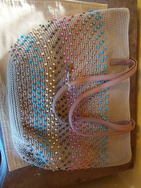 The Sak Faye Large Crochet Tote with Multicolor Beads
